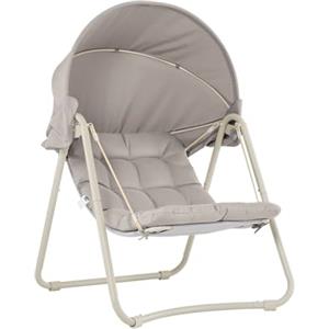 Sobuy Dondolo da Giardino Poltrona Relax Sedia a Dondolo Altalena Divanetto da Esterno Amaca da Giardino Poltrona Sospesa Beige 108x126x163 cm OGS62-MI