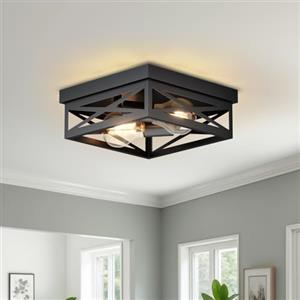 LVWIT Faretti da Soffitto Orientabili Nero, Plafoniere da Soffitto Rustica E27, Lampada Soffitto Industriali con 2 Luci, Faretti Soffitto per Camera da Letto, Cucina, Fattoria, 25CM(Senza Lampadina)