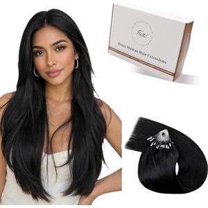 Hetto extension Microring Capelli Veri Nero 35cm 50Ciocche