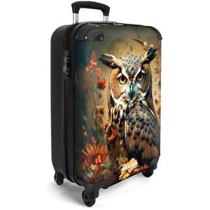 NoBoringSuitcases.com Valigia Bagaglio a Mano, Valigia, Trolley, Trolley Bagaglio a Mano, Valigie, Trolley 55x40x20, Trolley Cabina, Trolley Bagaglio a Mano 55x40x20 cm (Gufo - Rosso-arancione)