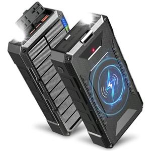 ARTINABS Power Bank Solare 26800mAh, 45W Powerbank Ricarica Rapida, Caricatore Portatile Wireless con Pannello Solare, 3 Uscite, Torcia LED, Powerbank per Cellulare, Tablet, Viaggi, Campeggio (Nero)