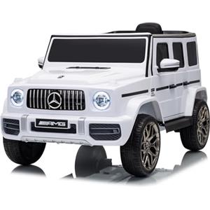 FINOOS macchina elettrica per bambini, Mercedes G63 AMG, con telecomando, sedile in pelle e pneumatici Eva - auto elettrica per bambini (Bianco)