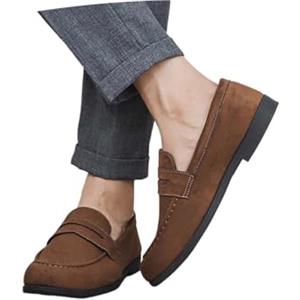 Generico Mocassini Uomo Eleganti 39-45 EU in Pelle Scarpe da Barca Primavera Estive Mocassino Slip-on Elegante Loafers Senza Lacci Casual Teacher Shoes Comode per Cerimonia, Lavoro e Uscire,Marrone,45