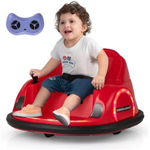FANTASK Autocarro per bambini Bumper Elettrico Car con Luci LED lampeggianti & Telecomando & Musica & Rotazione di 360 Gradi, Monopattino per Bambini dai 18 Mesi (Rosso)