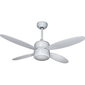 Zephir, Ventilatore da Soffitto, Ventilatore con Luce, Colore Bianco, 3 Velocità, 4 Pale in Legno, Diametro 107 cm, Funzione Reversibilità, Ventilatore Controllo con Telecomando