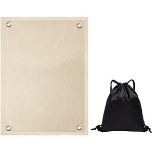 Heavyoff Tappetino per Braciere in Fibra di Vetro Rivestito in Silicone Resistente al Fuoco Tappetino Ignifugo Tappeto per Camino,Barbecue,Prato,Giardino,Pavimento,Deck, Beige, 60x60cm