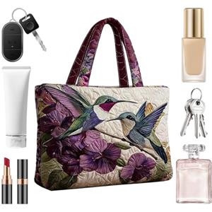 Generic Borsa trapuntata - Borsone con motivo e fiori | Tote Quilted Pernottamento - Per il lavoro di pendolarismo Palestra Yoga Giornate al mare Vacanze del fine settimana Vacanze di fine settimana