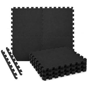 Generico Tappeto Palestra EVA ad Incastro, 4 Pezzi 60x60x1 cm, Tappetino Fitness Puzzle Antitrauma Antiscivolo, Pavimento Protettivo per Home Gym Garage Yoga Fitness Nero