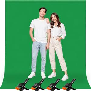 Heysliy Green Screen Fotografico 2 x 3 m - Sfondo Verde Chroma Key Pieghevole per Fotografia, Streaming, YouTube, Gaming e Produzione Video con 4 Clip