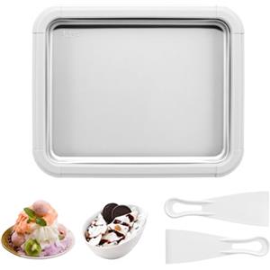 Horuili® Teglia per gelato fai da te, macchina per gelato, rotolo di gelato istantaneo con 2 spatole, frullatore in acciaio inox
