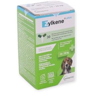 Vetoquinol Zylkene Plus - Alimento complementare lenitivo sostenibile - Cani medi da 10 a 30 kg, effetto calmante rinforzato, ingrediente di origine naturale, 30 capsule