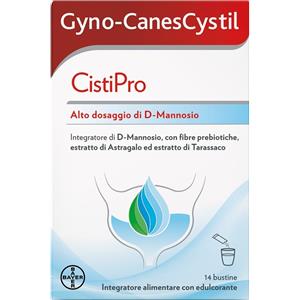 Bayer GynoCanesCystil CistiPro - Integratore a base di D-mannosio per il benessere delle vie urinarie, 14 Bustine al gusto Tè Verde, Gelsomino e Agrumi