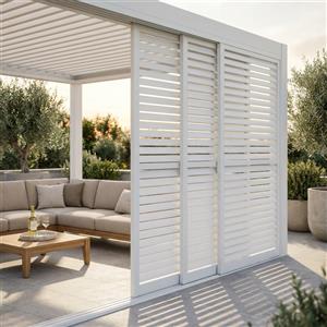 Magazzini Cosma S.P.A. Laterale Scorrevole Bianco con Lamelle Orientabili per Pergola Bioclimatica 4 m - Dimensioni 370 x 238 cm
