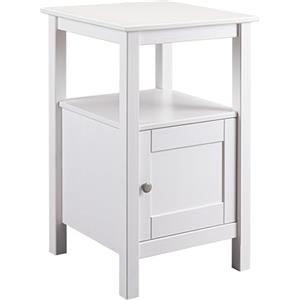 Inter Link - Tavolino - 1 anta e 1 ripiano - Tavolo portaoggetti - Stile classico - Comodino - Tavolo da corridoio - Legno massello - Laccato bianco - Chilly 1T