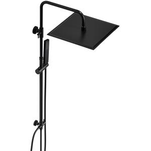 JOHO Colonna Doccia in Acciaio INOX senza Miscelatore Termostatica, Asta Doccia Saliscendi con Soffione e Doccetta, Set Doccia a Pioggia con Soffione 30x30 cm Nero