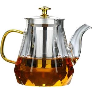PORFOYO 1000ML Teiera In Vetro, Bollitore Per Tè Con Filtro, Teiera Di Vetro Borosilicato, Per Tè, Tisane, Caffè, Tè Sfuso