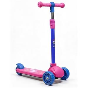 Baroni Toys Monopattino 3 Ruote per Bambini dai 3 Anni, Ruote LED Luminose Senza Batterie, Manubrio Regolabile in 3 Altezze, Freno Posteriore, Design Ergonomico e Stabile, 52x25x81cm (Rosa)