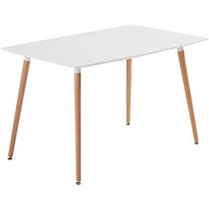 Baroni Home Tavolo Bianco da Pranzo in legno. Scrivania da Ufficio con Gambe in Legno 120X70X72cm