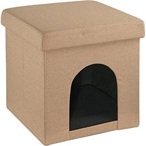 Baroni Home Cuccia Cane, Cuccia Gatto, Pouf Pieghevole per Cani e Gatti, Colore Tortora, Misure 38x38x38 cm