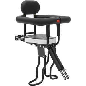 chennnls Seggiolino per bicicletta anteriore per bambini, fissaggio a doppio punto, con ringhiera di protezione rimovibile, in acciaio, per bambini da 1 a 5 anni, portata 80 kg, nero