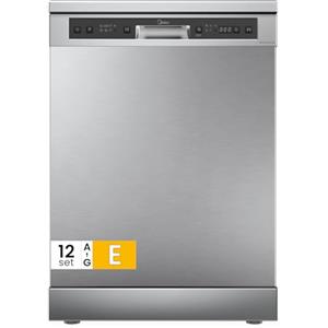 Midea MFD60S120X-HR Lavastoviglie Libera Installazione con 12 coperti, 6 Programmi, Partenza Ritardata, Funzione di Mezzo Carico, 60 cm - Inox