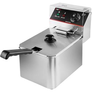 Mega-M Friggitrice elettrica a camera singola da 4 l, 2 kW, regolabile con coperchio, 22 x 40 x 30 cm, acciaio inox 230 V