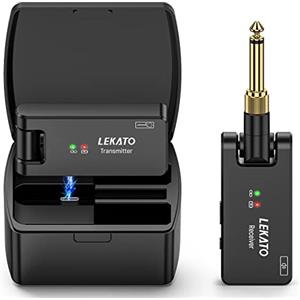 LEKATO Ricevitore Trasmettitore per Chitarra Wireless con Custodia di Ricarica Cavo per Chitarra Wireless 2.4G Jack per Basso Dispositivo per Chitarra Digitale Senza Fili per Chitarre Bassi Elettriche