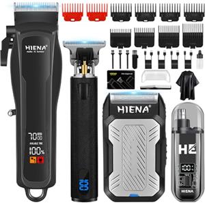 HIENA PRO Tagliacapelli Uomo Professionale, Macchinetta per Capelli Senza Fili, Regolabarba, Rasoio a Lamina, Tagliapeli Naso, Kit Completo per Rasatura e Taglio di Capelli Elettrico