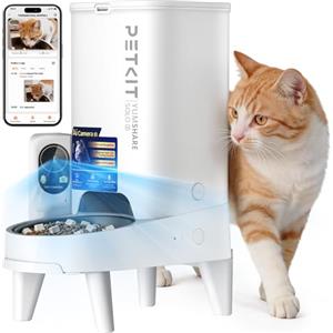 PETKIT YumShare Solo 2 Distributore Automatico di Cibo per Gatti con Telecamera HD 1080p, Riconoscimento Multiplo Gatti, Funzioni AI, Wi-Fi 2.4/5 GHz, Capacità 3L, Ciotola in Acciaio Inossidabile