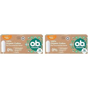 o.b. Assorbenti Interni Organic Normal 100% Cottone Biologico, Assorbenti facili da applicare e rimuovere, Assorbenti cotone certificato per flusso normale, 1 confezione da 16 tamponi
