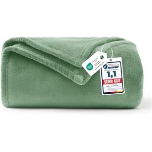 WAVVE Coperta Plaid Pile di Flanella 260gsm - 150x200 cm, Verde - Coperta Pelosa 200x150 - Divano/Letto Singolo/Matrimoniale, Copridivano di Microfibra Calda e Morbida