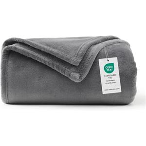WAVVE Coperta Plaid Divano Pile di Flanella 260gsm - 130x150 cm, Grigio - Coperta Letto Singolo 150x130, Copridivano Caldo e Morbido
