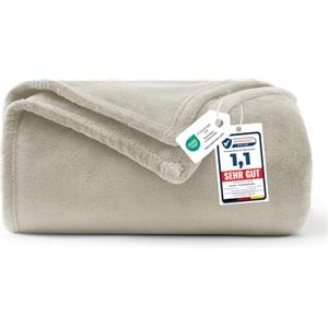 WAVVE Coperta Plaid Divano Pile di Flanella 260gsm - 130x150 cm, Beige - Coperta Letto Singolo 150x130, Copridivano Caldo e Morbido