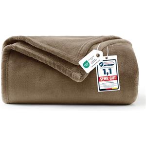 WAVVE Coperta Plaid Divano Pile di Flanella 260gsm - 130x150 cm, Marrone - Coperta Letto Singolo 150x130, Copridivano Caldo e Morbido