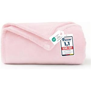 WAVVE Coperta Plaid Divano Pile di Flanella 260gsm - 130x150 cm, Rosa - Coperta Letto Singolo 150x130, Copridivano Caldo e Morbido