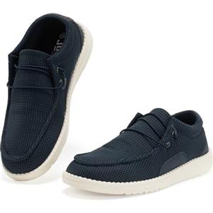 JOMIX Mocassini Uomo Estive Slip on,Scarpe da Barca e da Vela Casual,Calzatura Senza Lacci Sportive,Suola Eva Antiscivolo con Supporto Plantare per Uso Quotidiano,Blu Navy,45 EU