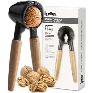 IPEA Schiaccianoci in Alluminio con Impugnatura in Legno - DESIGN MODERNO - Schiaccia Noci dal per Nocciole, Mandorle, Frutta Secca - Multiuso per Cucina - Dotato di Molla a Trazione