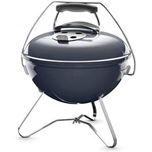 Weber Barbecue a carbone Smokey Premium / Design portatile, coperchio e braciere smaltati in porcellana, superficie di cottura di 37 cm, maniglia Tuck-N-Carry, blu ardesia