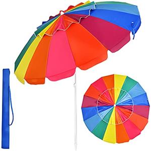 KOMFOTTEU Ombrellone da Spiaggia 220 cm con Borsa per il Trasporto | Parasole da Giardino Pieghevole e Leggero, Grande e Resistente, per Esterno da Balcone, Terrazzo, Mare