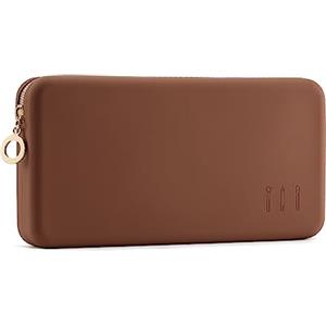 FVION Porta Pennelli da Trucco Grande da Viaggio, Custodia Porta Pennelli Cosmetici in Silicone, Organizer per Strumenti Trucco da Viaggio con Cerniera Portatile (Marrone)