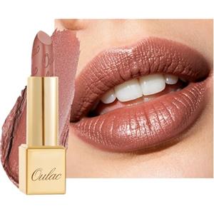 OULAC Rossetto Opaco Finitura Metallica, Matte Rossetti Cannella Glitterato Idratazione e Lucentezza a Lunga Durata per le Labbra, Texture Fine Colore Intenso, 4,3g (GM03) Deep down