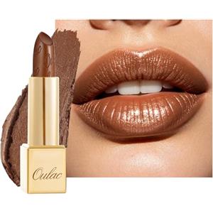 Oulac Rossetto Metallizzato Lucido Marrone, Rossetti Glitter Senza Profumo, Perlato e Brillante, Colore Intenso Lunga Durata, Formula Idratante Nutre le Labbra, Vegan & Senza Glutine, 08 Hawaii Summer