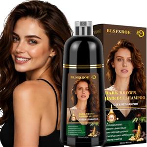 JELMOK 500ML Shampoo Colorante 5-in-1, Hair Dye Shampoo 5 in 1 Coprire i Capelli Bianchi, Naturale Colore, Shampoo Colorante Capelli Istantaneo per Donna Uomo (Castano Scuro)