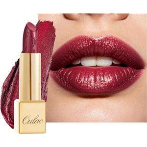 Oulac Rossetto Metallizzato Lucido Rosso, Rossetti Glitter Senza Profumo, Perlato e Brillante, Colore Intenso Lunga Durata, Formula Idratante Nutre le Labbra, Vegan & Senza Glutine, 14 One Last Kiss