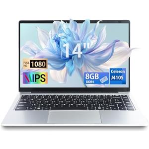 LONGEVINCE Computer Portatile14, 6 GB DDR4, 1920 x 1080 IPS, Celeron J4105(fino a 2,6 GHz), USB 3.0, ultra-sottile portatile Notebook，Tastiera Italiana PC，180°Pieghevole laptop (Argento, 6+128G SSD)