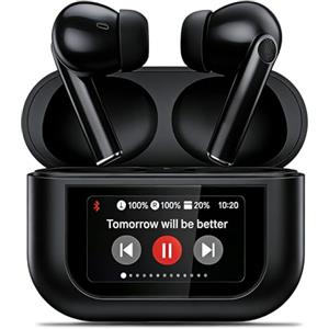 Rainpal Auricolari Bluetooth, Cuffie con Schermo LED, Touch Screen Wireless Earbuds, Cuffiette Senza Fili Bluetooth 5.4 in Ear, Auricolari Cancellazione Rumore, Cuffiette Senza Filo Per iOS/Android (Nero)