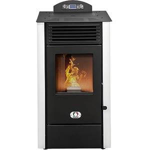 STUFE A PELLET ITALIA California 10 KW - Stufa ad Aria Ventilata Efficienza 90% Scalda 80m² Autonomia 20H Programmabile 5 Velocità e Potenze Design Compatto Garanzia 24 Mesi Bianco