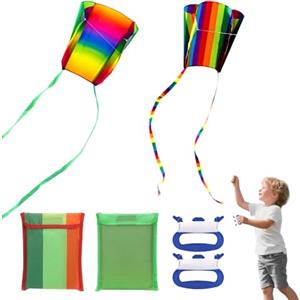 Tranrantic 2 Pezzi Aquilone Bambini,Colorato Aquiloni per I Bambini e Adulti con Lunghe Code,Aquilone Professionaleaquilone Professionale per Giochi da Spiaggia Estate All'aperto