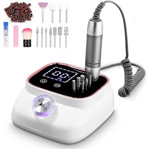 Zawaer Fresa per Unghie 45,000RPM, Professionale Lima Elettrica per Unghie, Touchscreen, con Punta in Ceramica Kit Unghie, Salone Manicure Set e Pedicure Elettrico per Semipermanente Gel Oro Rosa