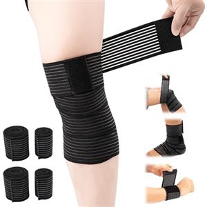 JLFDLLYYZQ 4 Pezzi Fasce Elastiche Con chiusura a strappo, Include 2 Fascia Elastica Coscia Da 180cm E 2 Fascia Polso Da 90cm, Ginocchiera Per Artrosi Ginocchio, Benda Elastica Per Gambe, Caviglie, Gomiti